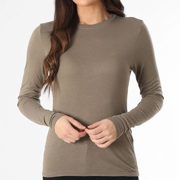 Only - Camiseta de manga larga para mujer Suma Woolblend Beige oscuro