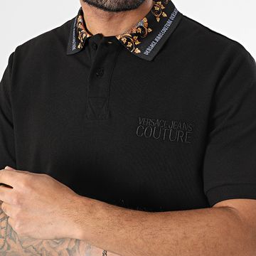 Versace Jeans Couture - Polo de manga corta con cuello lagarto 77GAGT10 Negro