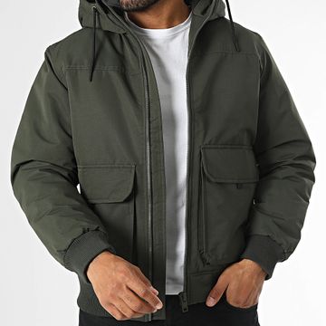Jack And Jones - Chaqueta bomber con capucha Construct Verde caqui oscuro