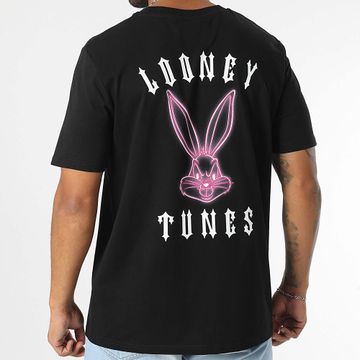 Looney Tunes - Tee Shirt Oversize Large Bugs Bunny Worldwide Back Neon Black Pink