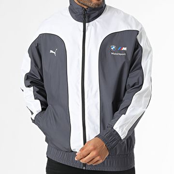 Puma - BMW Motorsport Archive 628096 Chaqueta con cremallera a rayas gris antracita y blanco