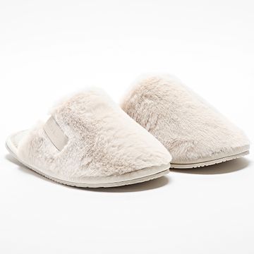 Calvin Klein - Chaussons Femme Hotel Slipper Fur After Glow 1593 Triple Eggshell