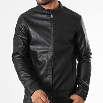 JJREBEL - Chaqueta de piel sintética Caleb Negra