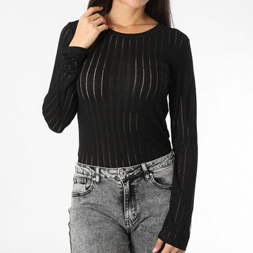 Only - Cordelia Top de manga larga para mujer Negro