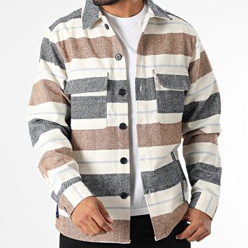 Deeluxe - Teo 04V4979M Blanco Marrón Azul Marino Camisa a cuadros