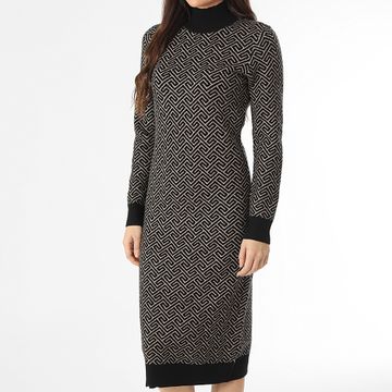 Vero Moda - Vestido Jersey cuello alto Mujer Aria Beige Negro