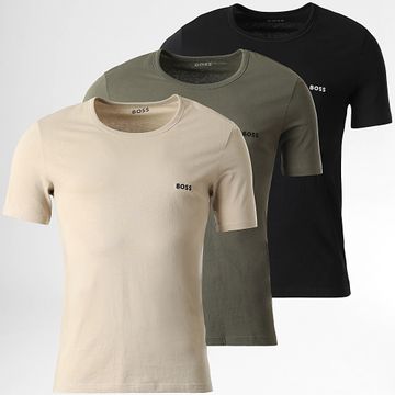 BOSS - Lote de 3 camisetas 50517858 Negro Beige Verde Caqui