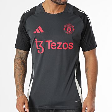 Adidas Performance - Camiseta de fútbol a rayas del Manchester United IS8086 Gris Carbón Negro