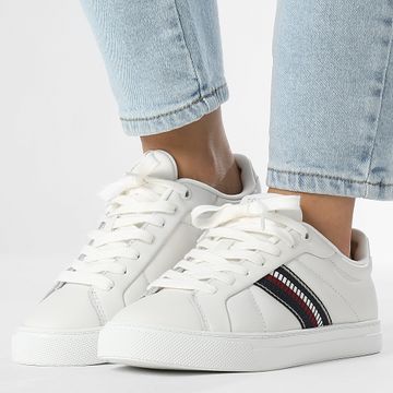 Tommy Hilfiger - Zapatillas de mujer Icon Court Stripes 8110 Crudo