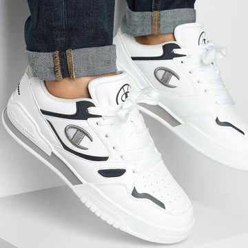 Champion - Baskets 3 Point Tech Low S22272 Blanco Azul Marino Gris
