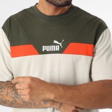 Puma - Camiseta Power Colorblock 681730 Beige Verde Caqui