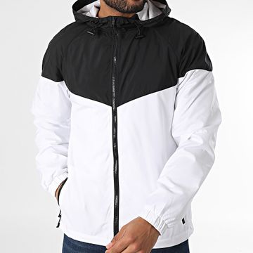 Urban Classics - Cortaviento con capucha y cremallera 2-Tone Tech TB2107 Blanco Negro