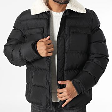 Urban Classics - Abrigo de cuello de piel de oveja TB5536 Negro