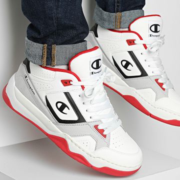 Champion - Zapatillas Overtime Mid Mid Cut S22274 Blanco Rojo Negro