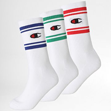 Champion - Juego De 3 Pares De Calcetines U20081 Blanco Rojo Verde Azul Real