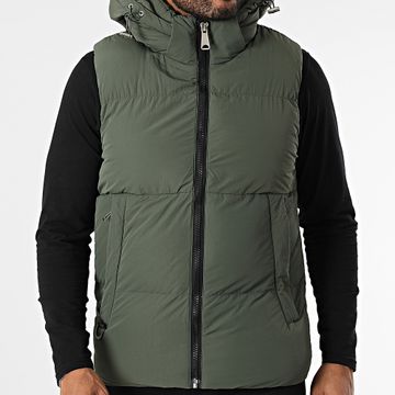 Kymaxx - Chaqueta sin mangas con capucha verde caqui