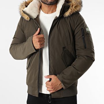 Kymaxx - Parka con capucha de piel marrón