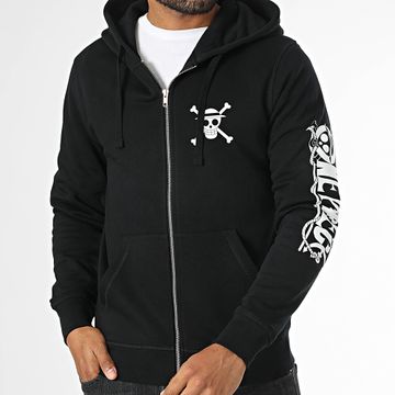 One Piece - Mugiwara Sleeve Hooded Zip Top Negro Blanco