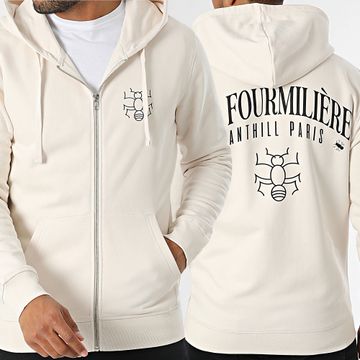 Anthill - La Fourmilière Beige Negro Sudadera con cremallera y capucha