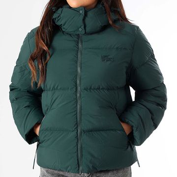 Lacoste - Abrigo de mujer Big Logo Cocodrilo Verde oscuro