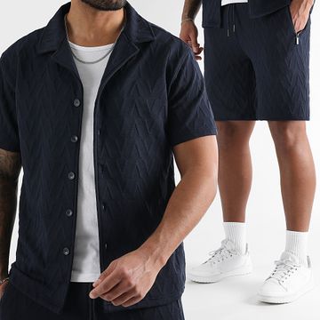 LBO - Conjunto de camisa de manga corta y pantalón corto 0264 Azul marino