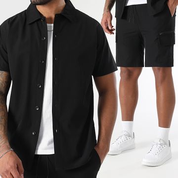 LBO - Conjunto de camisa de manga corta y pantalón corto cargo 0268 Negro