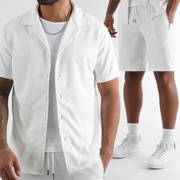 LBO - Conjunto de camisa de manga corta y pantalón corto 0274 Blanco