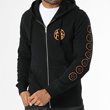Dragon Ball Z - Sudadera con capucha y cremallera Goku Logo Negro Naranja