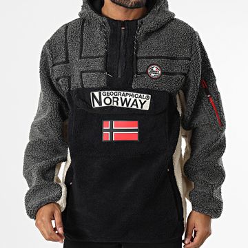 Geographical Norway - Sudadera polar con capucha Riakolo Gris marino Beige antracita