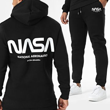 NASA - Conjunto de sudadera con capucha y pantalón de chándal futurista Negro