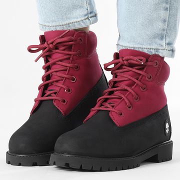 Timberland - Botas Mujer Premium 6 En Encaje Impermeable A6BET Negro Nubuck Rosa Oscuro