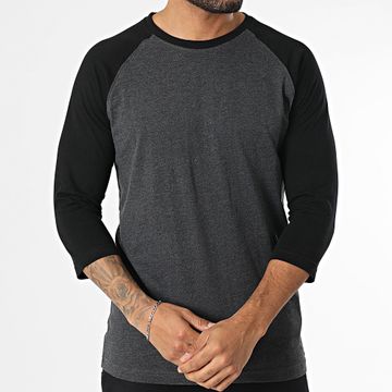 Urban Classics - Camiseta Manga Media Gris Antracita Negra