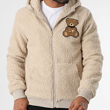 John H - Chaqueta Sherpa con capucha y cremallera AB3916 Beige