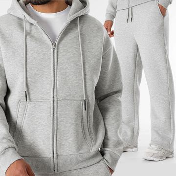 LBO - Conjunto de sudadera con capucha y cremallera y pantalón de chándal 3630 Gris jaspeado