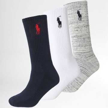 Polo Ralph Lauren - Lote de 3 Pares de Calcetines Original Player Azul Marino Blanco Gris Moteado