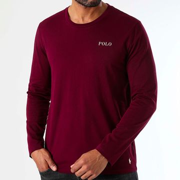 Polo Ralph Lauren - Camiseta de manga larga con logotipo burdeos