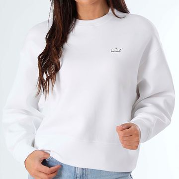 Lacoste - Sudadera cuello redondo mujer Logo cocodrilo bordado Blanco