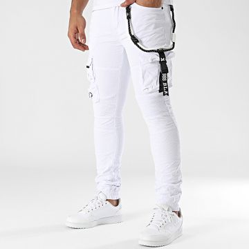 MTX - Pantalón cargo vaquero blanco