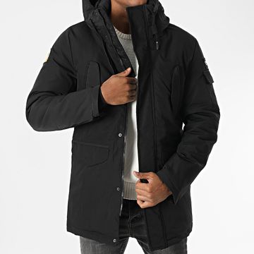 Kymaxx - Parka negra con capucha