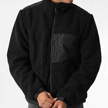 Superdry - M5011920A Chaqueta negra Relaxed Fleece Sherpa Zip
