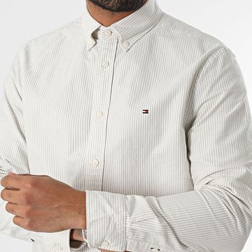 Tommy Hilfiger - Heritage Oxford Camisa de Manga Larga a Rayas 6238 Beige Blanco