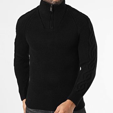 Classic Series - Jersey negro de cuello alto con cremallera