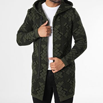 Classic Series - Chaleco largo con capucha verde caqui