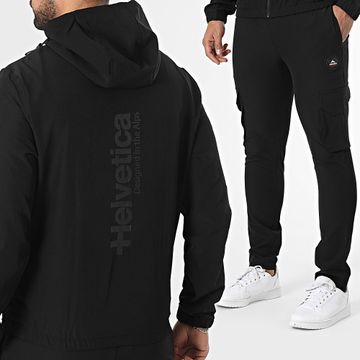 Helvetica - Conjunto de chaqueta con capucha y cremallera y pantalón cargo Neptune negro