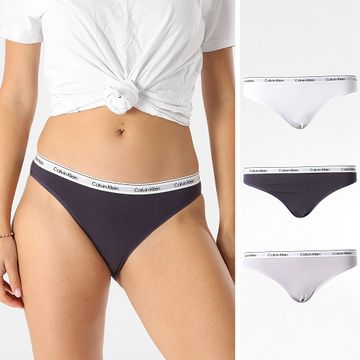 Calvin Klein - Set De 3 Braguitas Mujer QD5207E Blanco Lavanda Morado Oscuro