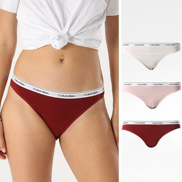 Calvin Klein - Juego De 3 Bragas De Mujer QD5207E Beige Rosa Rojo Ladrillo
