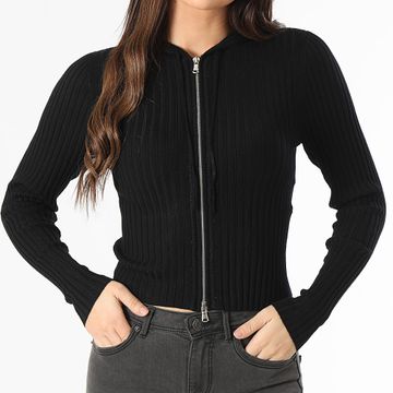 Only - Chaleco con cremallera y capucha Meddi negro, mujer