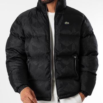 Lacoste - Chaqueta acolchada con logotipo bordado en cocodrilo negro