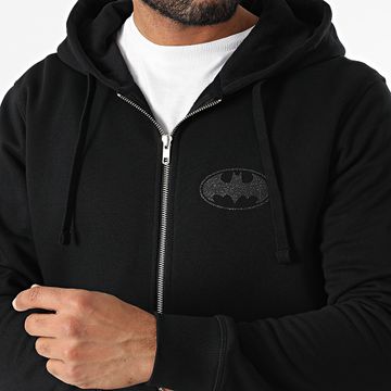 DC Comics - Sudadera con capucha y cremallera Glitter Logo Negra