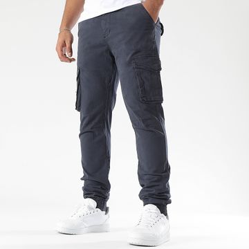 John H - XQ05 Pantalón cargo azul marino de pierna ancha
